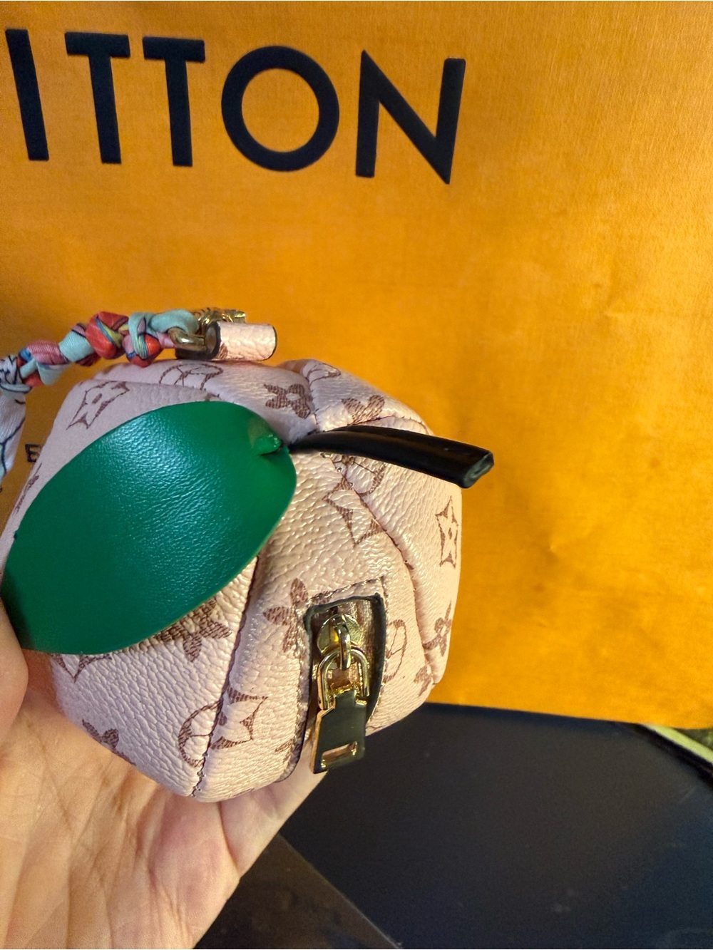 Pink Monogram Sphere Key Charm pouch - Picture 3 of 5